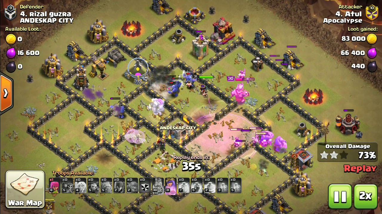 3* attack on TH10 - Queen walk Bowitch