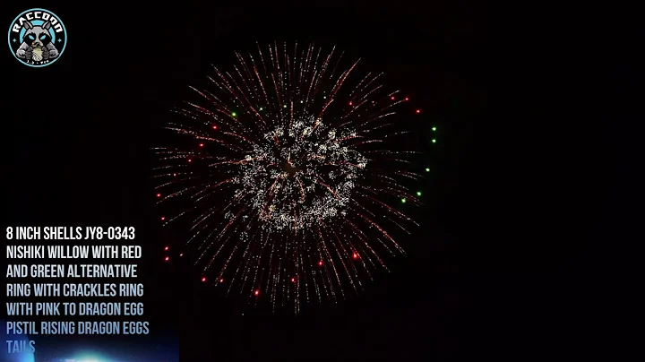 Raccoon Fireworks 1.3G JY8-0343 Award-Winning Shell-Tail to Nishiki Willow, Ring, Crackles & Pink