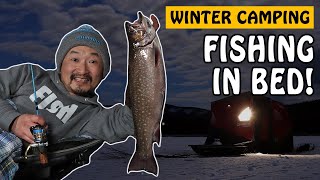 I Caught a Fish in My Bed! Overnight Winter Ice Camping | Fishing with Rod #icefishing