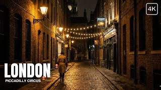 Walking Tour 4K London | Empty London Streets After Midnight | Calm , Ghostly Vibe