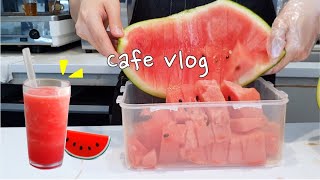 🍉🍉น้ำแตงโมกลับมาแล้ว🍉🍉ทาร์ตเชอร์รี่ทาร์ตองุ่นเขียว | Cafe Vlog | Jun