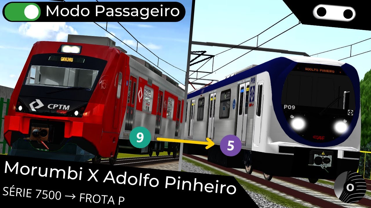 OpenBVE - MORUMBI x ADOLFO PINHEIRO (Linhas 9 e 5) com os TUEs SÉRIE 7500 e FROTA P!