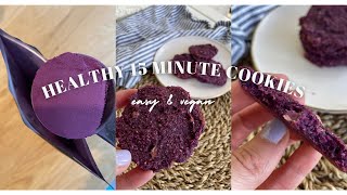 Easy 15 Minute Healthy Ube Cookies Recipe | #veganrecipes #healthyrecipes #easyrecipes