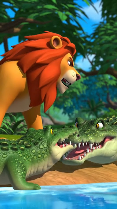 sher or magarmachh ki ladayi...#youtube #cartoon #youtubeshorts #viralvideo