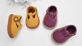 Crochet Ana shoes for baby step by step/ Baby doll model shoes/9 cm/1 to 3 months.