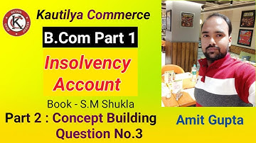 B.Com Part 1 - Insolvency Account | Concept Building | Question 3 | Part 2 | Book - S.M Shukla