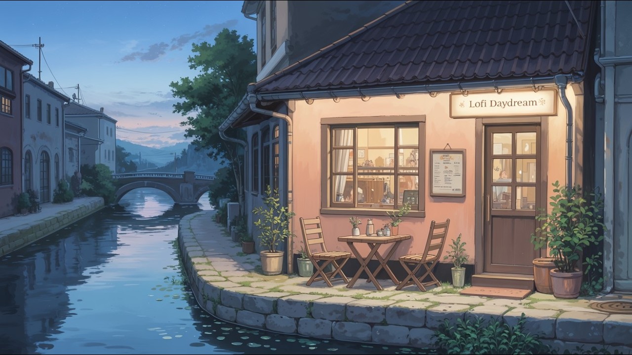 Evening River Side Lofi Café ☕ Focus • Calm • Relax