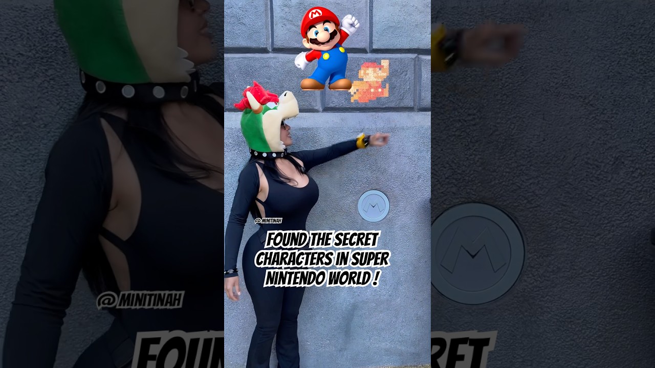 Found the 8-Bit Characters hidden in Super Nintendo World! #fyp #hacks #viral #foryou  #viralshort