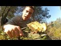 Baking bannock bread on a fire