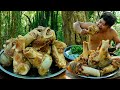 Wilderness Cooking Skill | BEEF BONE MARROW-Cooking Beef Bone Marrow Noodle Vegetable Soup.