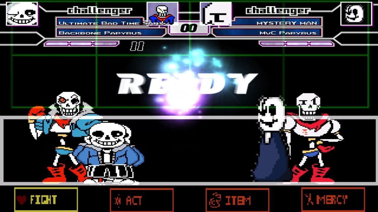 ULTIMATE BAD TIME SANS BACKUPS BACKBONE PAPYRUS VS MUGEN CHARACTERS | FUNNY GAMING
