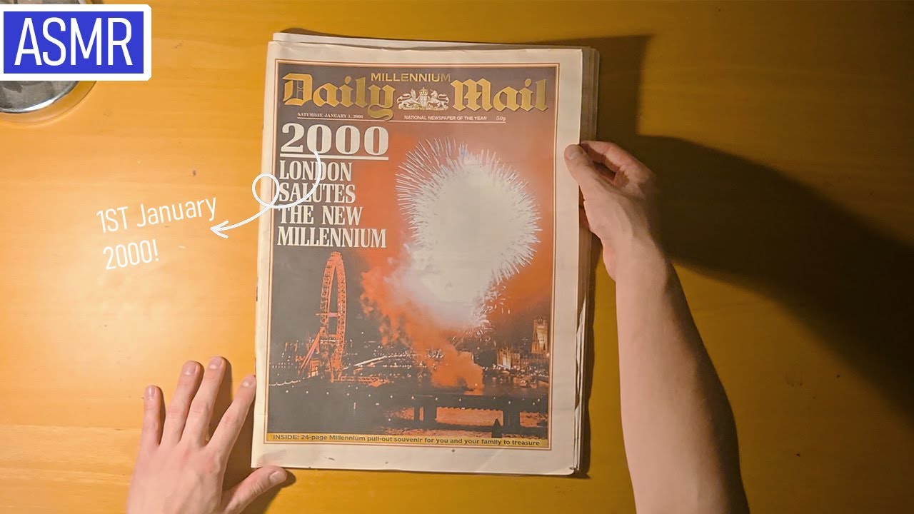 ASMR flipping through a 25 year old newspaper! whispering, page turning