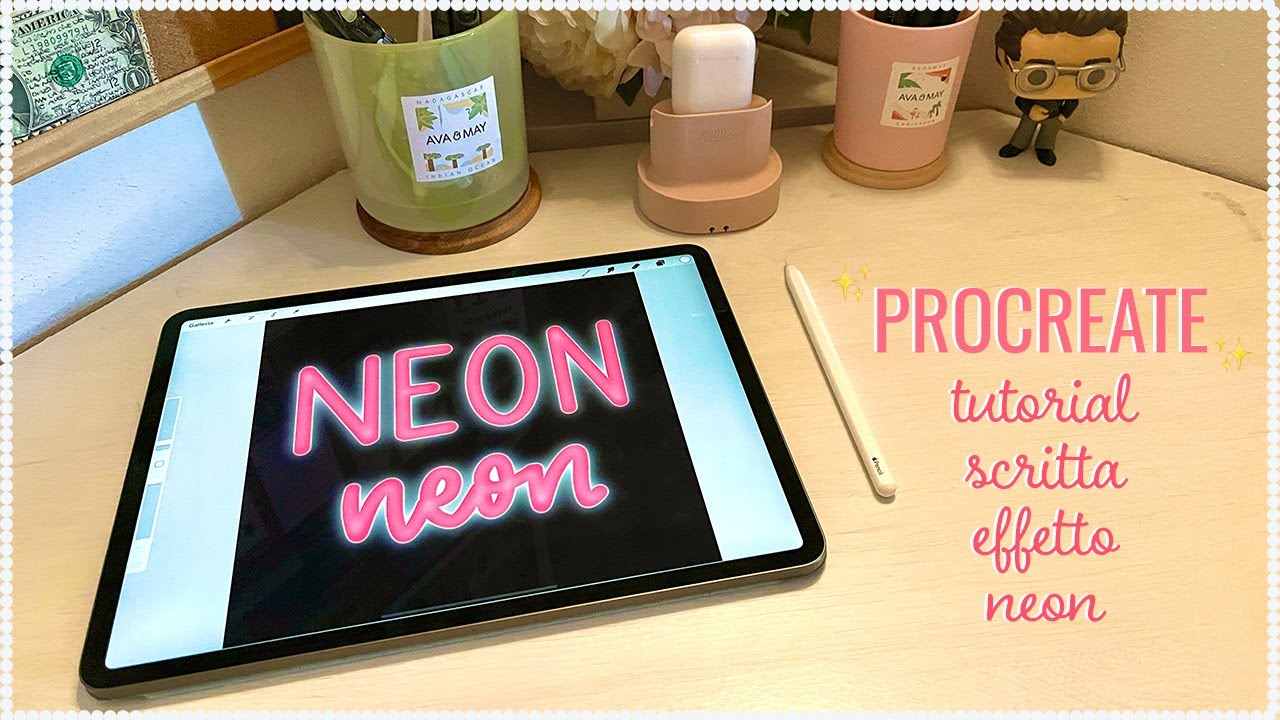 PROCREATE tutorial SCRITTA effetto NEON YouTube