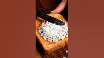 Spreading gemstones onto toast ASMR