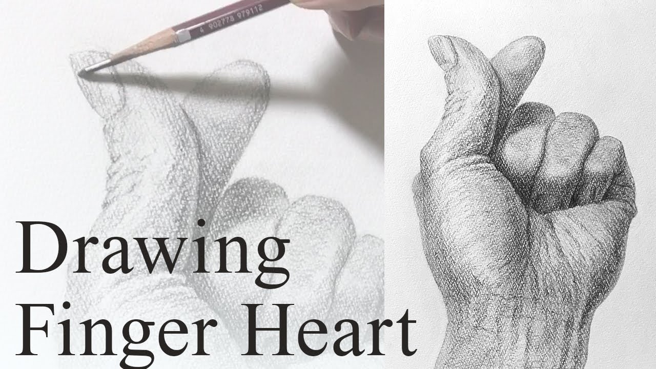 手の鉛筆デッサン 指ハート Drawing Hand With Pencil Finger Heart Youtube