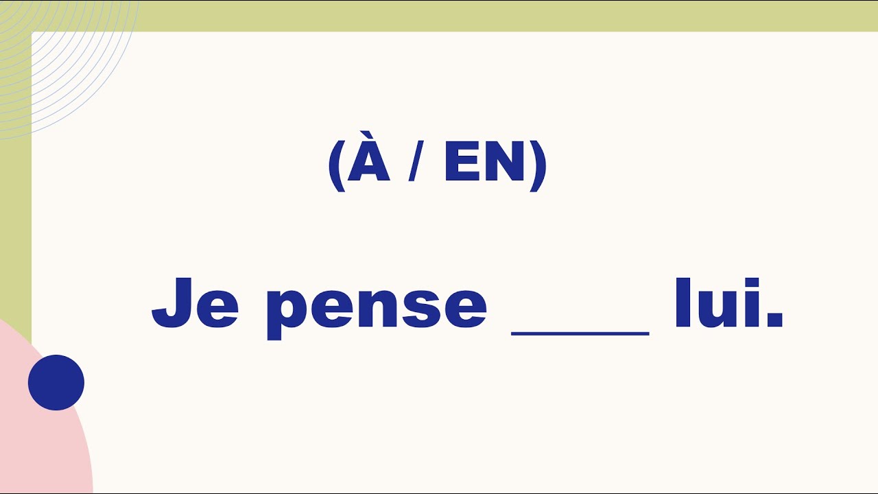 À ou En ? - Exercice - complétez les phrases
