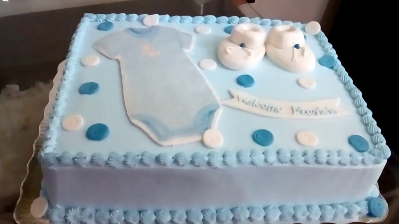 Pastel De Baby Shower En Crema Y Decoracion De Fondant Youtube