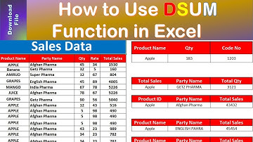 How to use dsum Function in Excel | how to use dsum formula in excel | excel dsum function | dsum