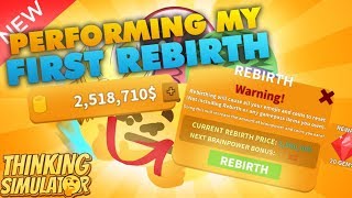 Roblox Thinking Simulator Performing My First Rebirth Working Codes Youtube - all thinking simulator codes roblox youtube