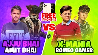 Ajjubhai94 and Amitbhai VS Romeo and X Mania iPhone 12 Pro Max Challenge  Garena Free Fire