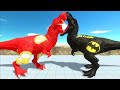 FLASH T-REX vs BATMAN T-REX DEATH RUN - Animal Revolt Battle Simulator