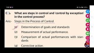 What are steps in control and control by exception' in the control process?