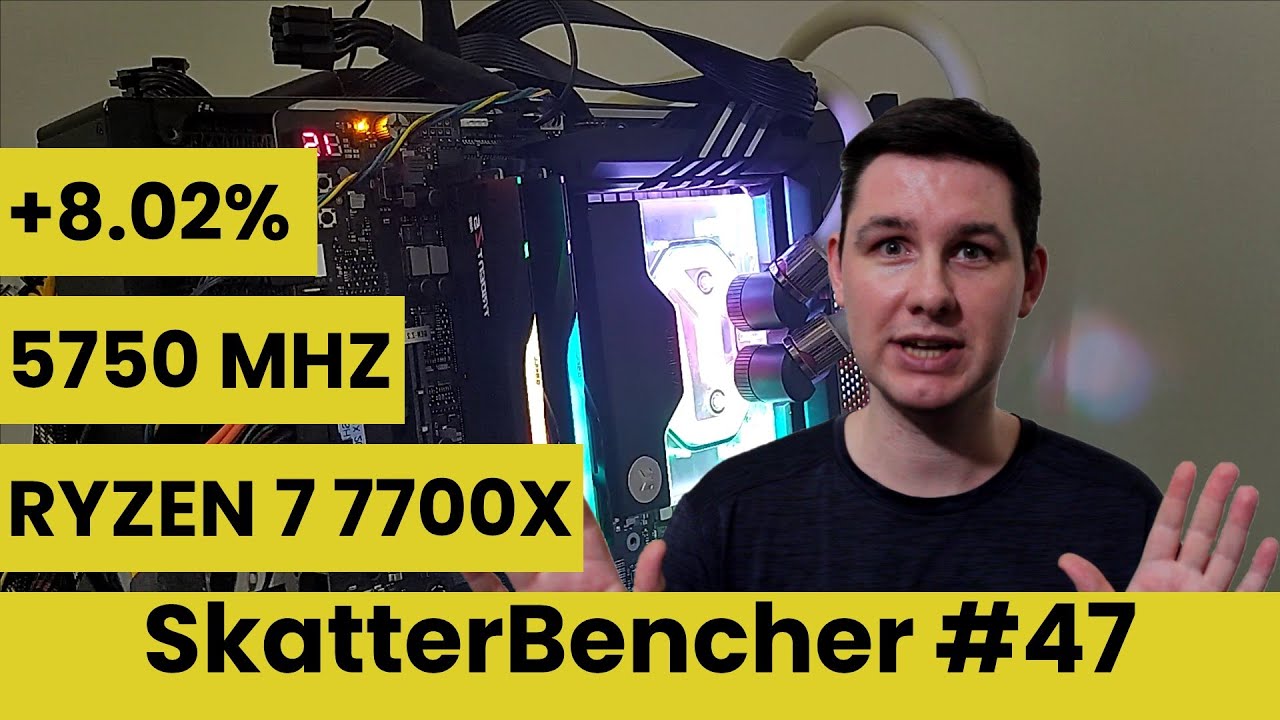 SkatterBencher #47: AMD Ryzen 7 7700X Overclocked to 5750 MHz