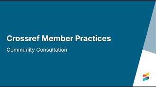 Crossref Member Practices webinar - 25 August 2026