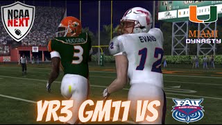 IN-STATE COMPETITION - FAU at #18 MIAMI - NCAA FOOTBALL 06 NEXT DYNASTY - YR3 GM11