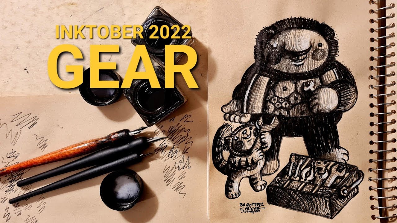 INKTOBER 2022 DAY 30 Gear/INK DRAWING TUTORIAL YouTube