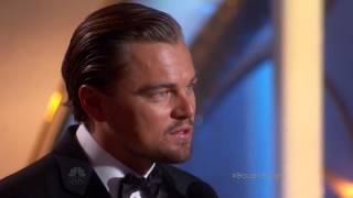 Leonardo DiCaprio exceptional winner speech at the 71st annual golden globe awards 2014 Resimi