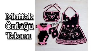 Mutfak Önlüğü Takımı. Önlük, Poşetlik, Tencere Tutacağı, Mandallık Ik