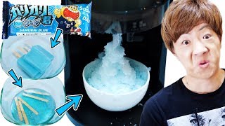ヒーター機能搭載のハイテクかき氷マシンでガリガリ君をフワフワ君へ作り変えることに成功しました。