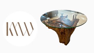 طاولة من جذور الشجر بسطح زجاجي | Tree root table with glass top