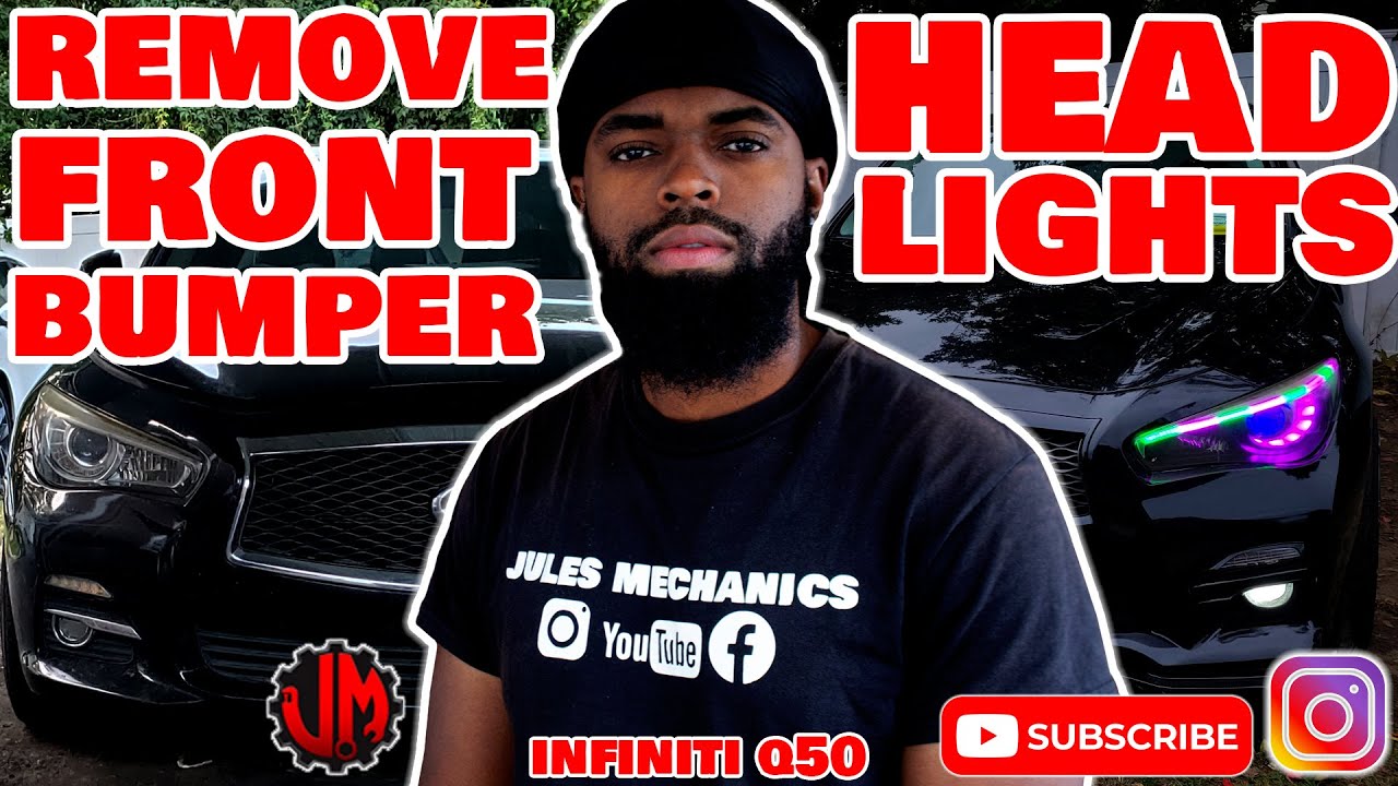 Как снять и заменить передний бампер и фары Infiniti Q50
