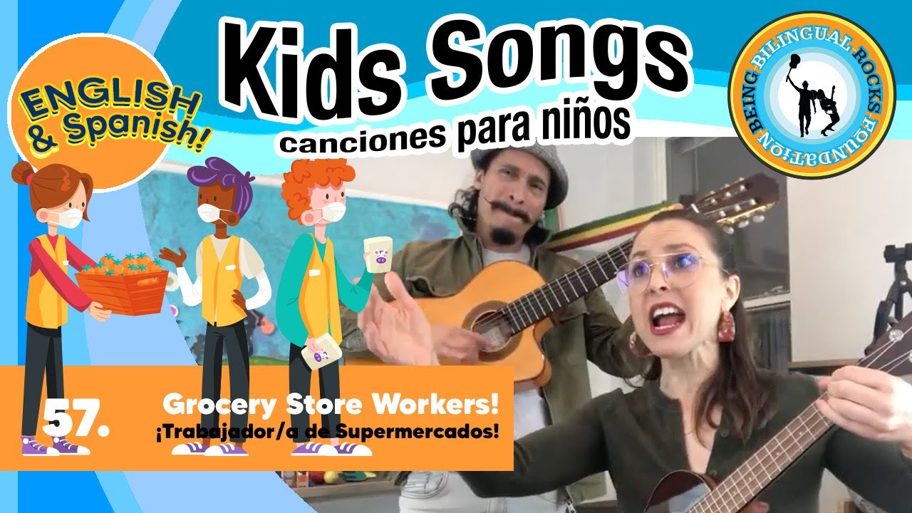 Kids Songs Grocery Store Workers Alina Celeste and Mi Amigo Hamlet Family Spanish Class 57