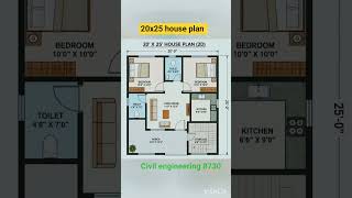 20x25 house plan // small home design // floor plan #shorts #shortsfeed