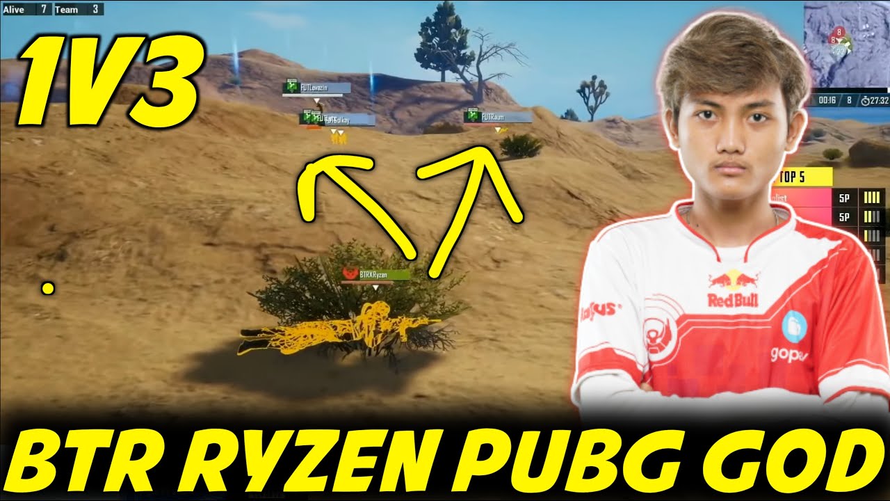 Btr Ryzen The God Of Pubg Mobile Unbelievable 1v3 Against Futbolist Youtube