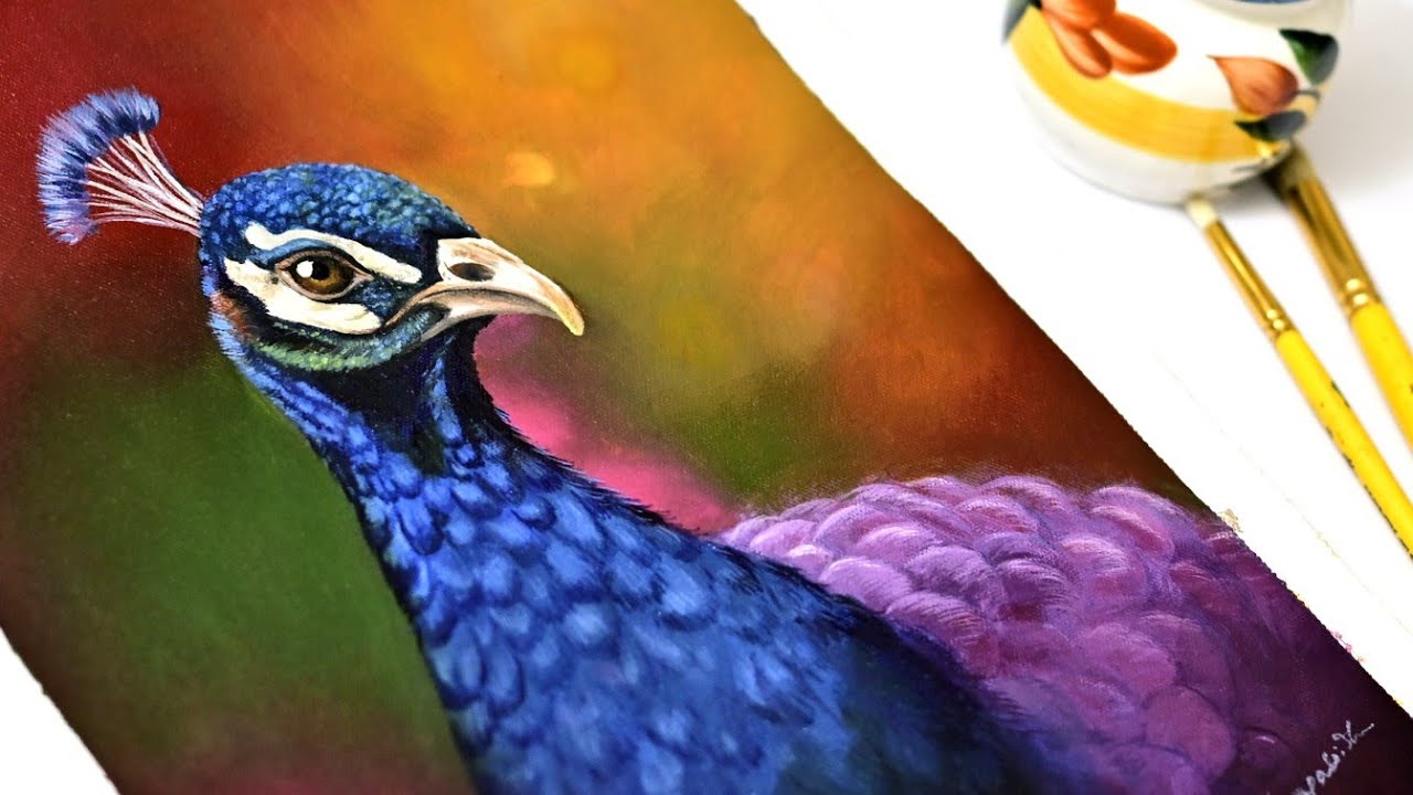 Peacock acrylic painting for beginners 🦚 - YouTube
