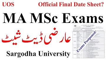 MA MSc Tentative Date Sheet 2024 Exams UOS | MA MSc Final Date Sheet 2024 UOS | MA MSc UOS