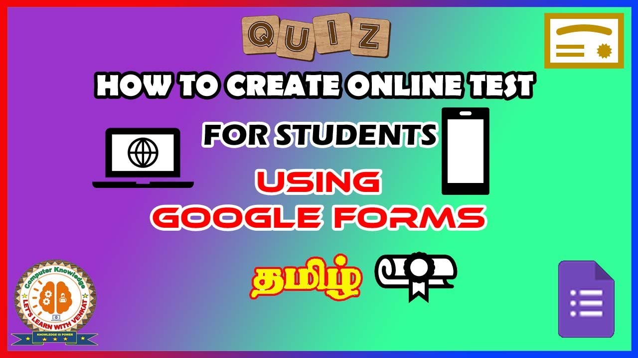 How to create a quiz using Google forms in tamil | Online test. - YouTube
