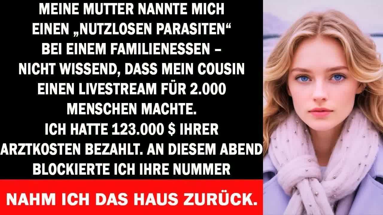 Meine Mutter nannte mich beim Dinner „Parasit“ – ein Livestream entlarvte sie vor 2000 Leuten