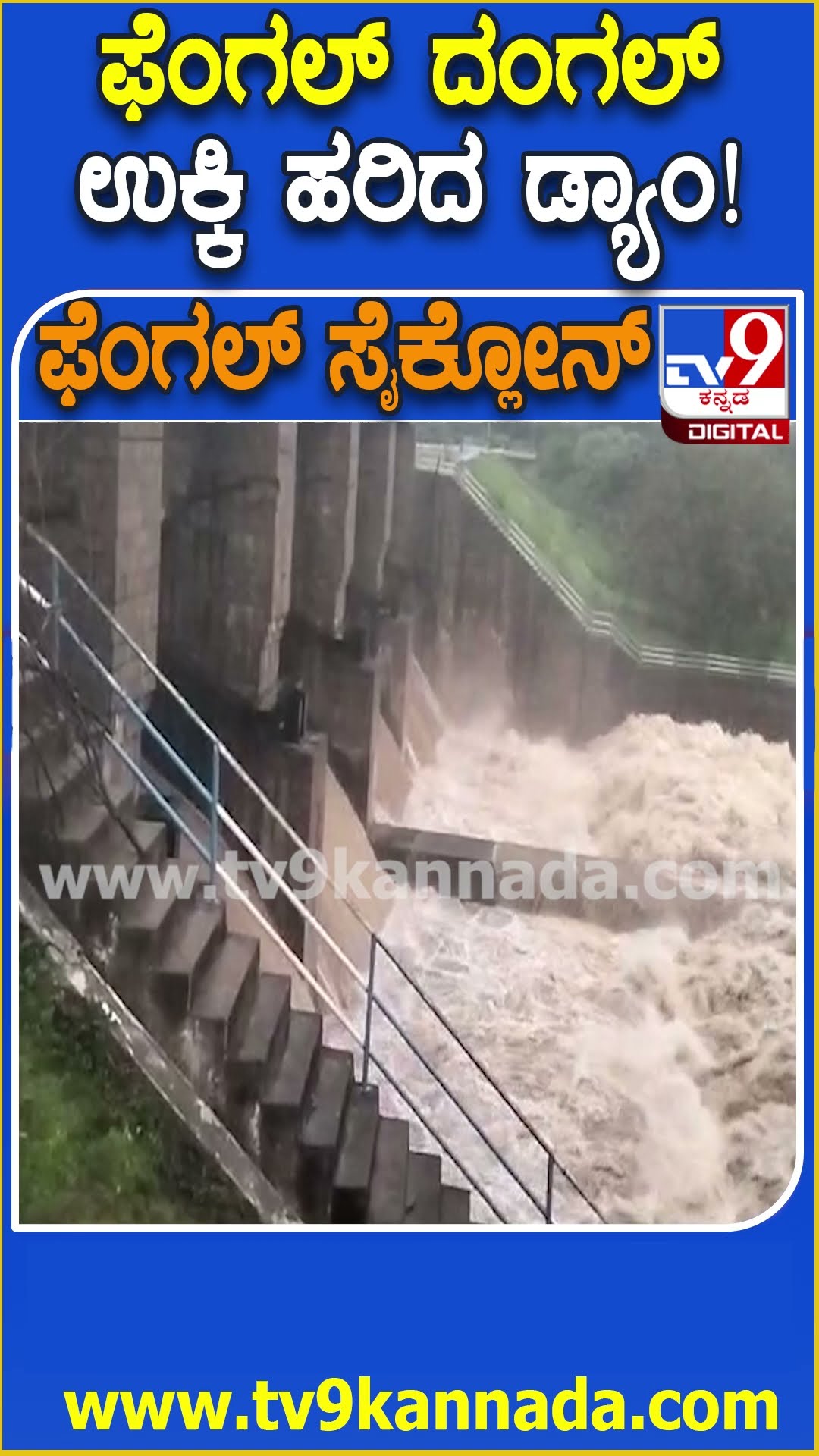 Krishanagiri ದಾಖಲೆ ಪ್ರಮಾಣದಲ್ಲಿ ಮಳೆ, ಧಮ್ಮುಕ್ಕಿದ ಡ್ಯಾಂ #cyclonefengal  | #TV9D