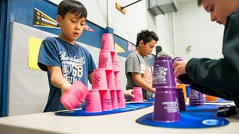 Students Participate in World Record Cup Stacking Event