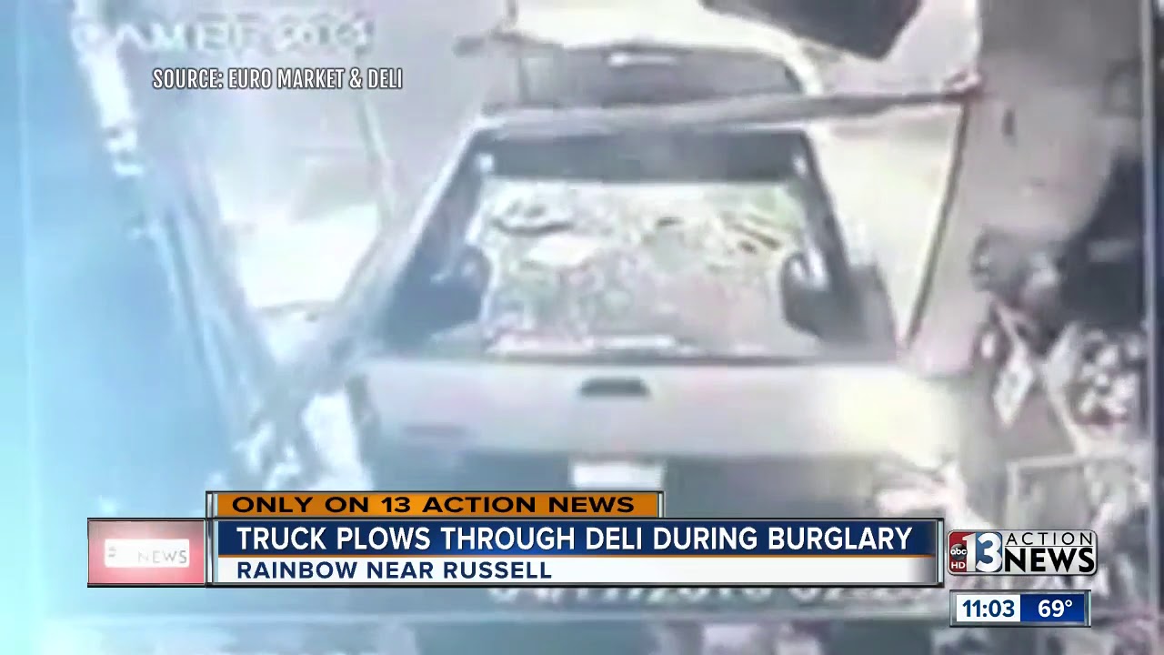 Truck plows through Las Vegas deli during burglary - YouTube