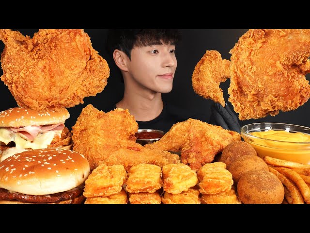ASMR MUKBANG FRIED CHICKEN & BURGER & CHICKEN NUGGETS & CHEESE BALLS & FRIES