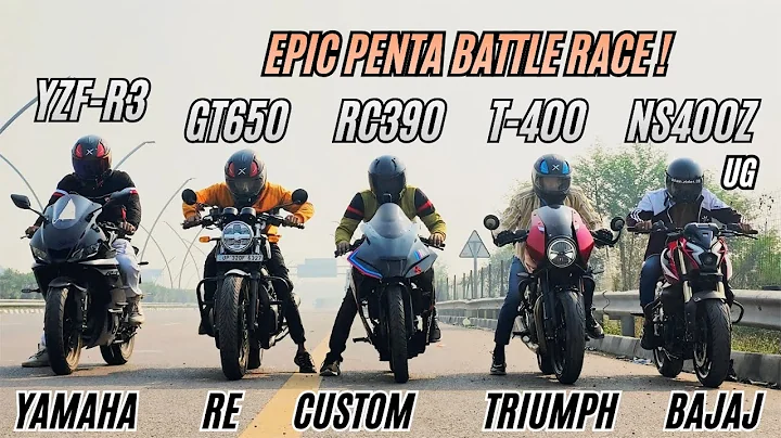 Pulsar ns400z ug vs Rc 390 vs Gt650 vs Thruxton 400 vs Yamaha r3 🔥 | Amazing penta battle😍