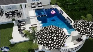Black and White motif! Fun project designed for Premier Pools & Spas in Virginia