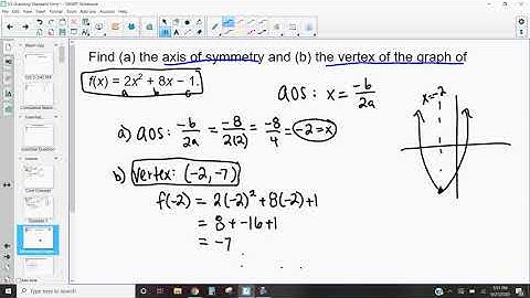 3.3 Finding Axis of Symmetry and Vertex of Quadratic in Standard Form