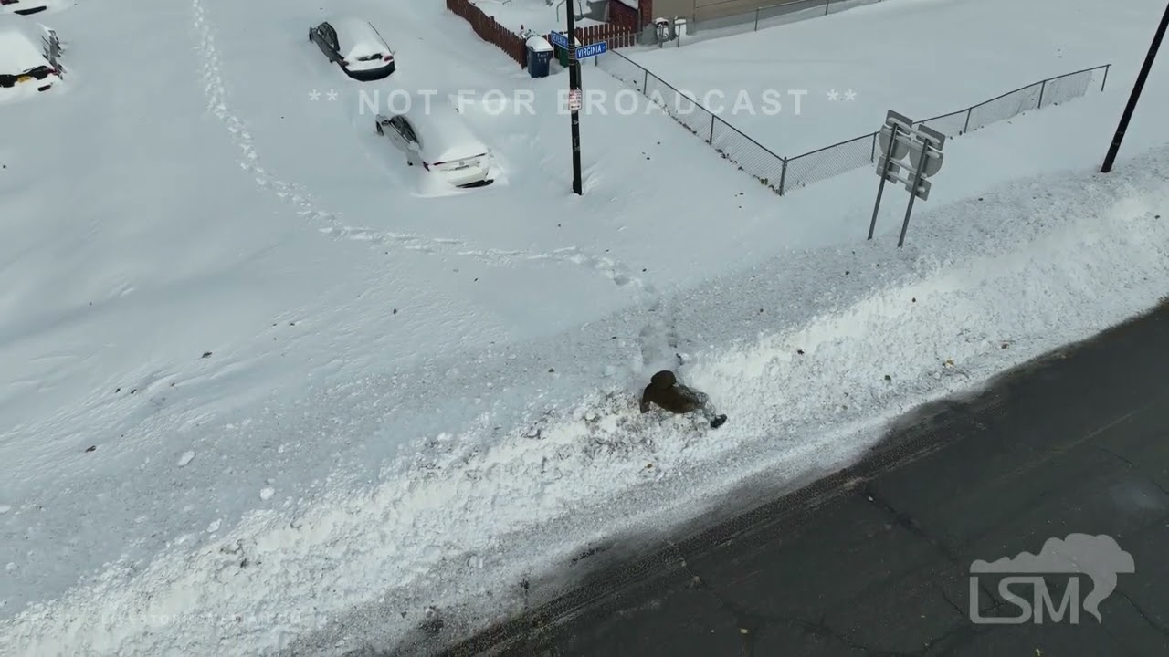 11-19-2022 Buffalo, NY Drone shots of city blanketed in snow
